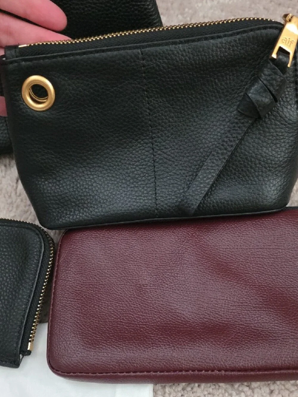 Bandolier Black and Burgundy Wristlet and Pouch Set - Picture 5 of 13